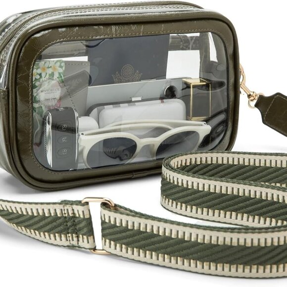 Stylish Clear Purse for Stadium Events - 9.8" x 2.7" x 6.3" - Midnight Green - Picture 7 of 7